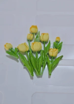 Flores para decoración tipo tulipanes amarillos de pasta flexible 1pz