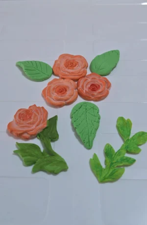 Flores para decoración tipo rosas color rosa de pasta flexible 1pz